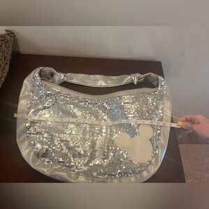 Silver Sequin Shoulder Bag Mickey Mouse